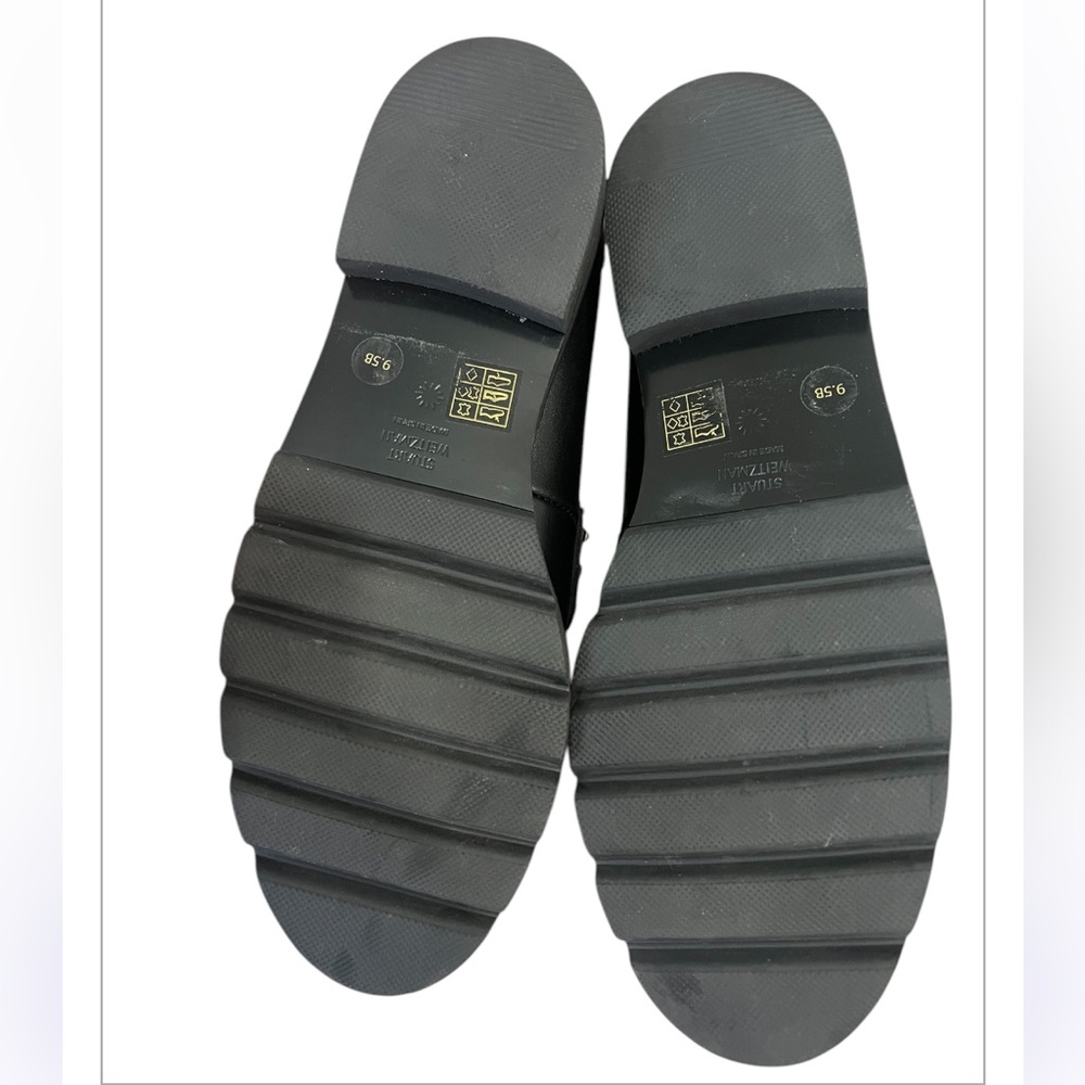 Stuart Weitzman Allpearls Black Leather Studded Lug Loafer | Classic Slip On - Picture 6 of 7